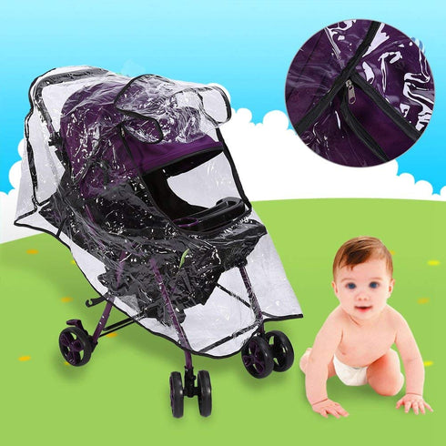 Waterproof Stroller Rain Cover, Transparent Pram Rain Cover, Foldable for Baby Stroller
