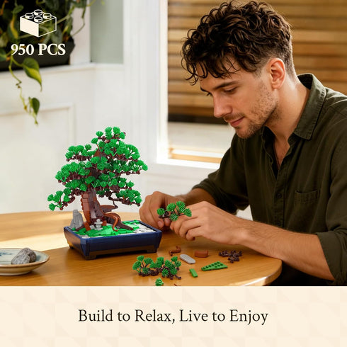 Set, 950 18+ Wise Block Bonsai Tree Building pcs Pine Building Blocks, Artificial Bonsai Tree Plants for Home Decor