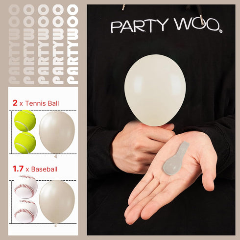 PartyWoo White Sand Balloons, 50 pcs 5 Inch Small Mini Beige Cream Latex Balloons for Party Decorations