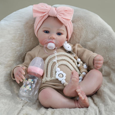 WOOROY Realistic Reborn Baby Dolls - 18 Inch Lifelike Newborn Baby Girl,