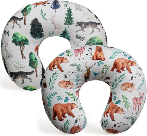 FIGEPO 2 Pack Nursing Pillow Cover Neutral Stretchy Removable Baby Nursing Covers for
