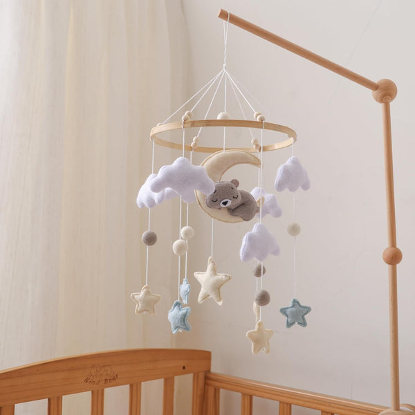 GOODMOM Felt Bear & Moon Crib Mobile Visual Stimulation & Motor Skill Development