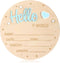 Tweruna Wooden Welcome Baby Sign, 5.9 Inch Hello World Newborn Sign with 3D