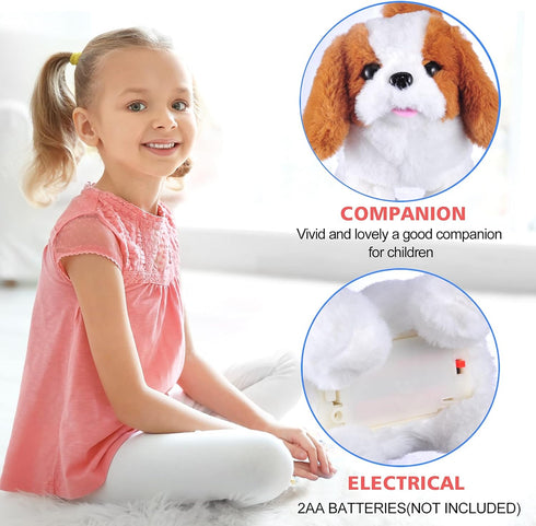 WorWoder Interactive Electronic Plush Saint Bernard Toy Puppy - Walking, Barking, Tail Wagging Companion for Kids