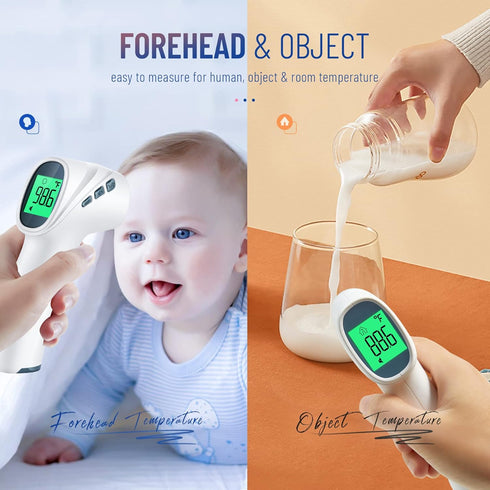 Touchless Thermometer for Adults, Digital Infrared Thermometer Gun with Fever Alarm, Fast Accurate Results (Gray)