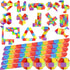 15 Pack Mini Fidget Snake Cube Puzzle Toys - Party Favors & Goodie Bag Fillers for Kids & Teens in Rainbow Colors
