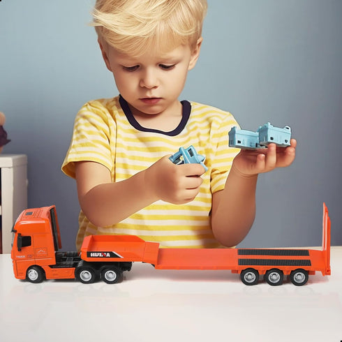 1/50 Flatbed Semi Truck Trailer Toy, Large Diecast for MAX Metal Model Transport Tractor Gifts for Boys Adult Model Car