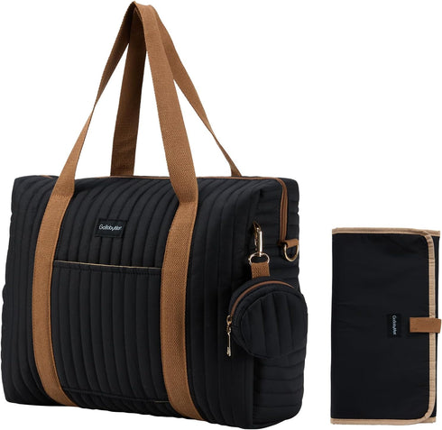 GOBABYMART Diaper Bag Tote for Moms, Baby Hospital Bag with Insulated Bottle