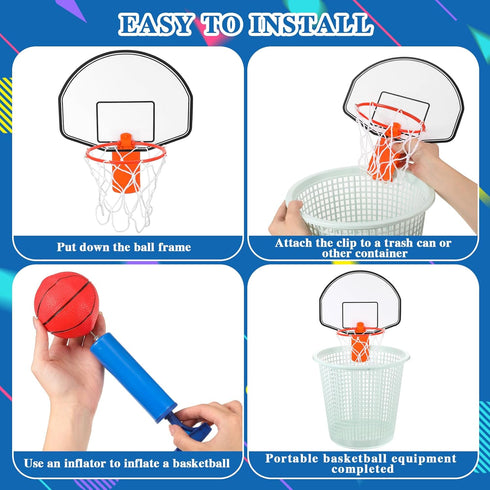 Meooeck 19 Pieces Trash Can Basketball Set - Clip on Hoop with Backboard & Mini Basketballs for Home