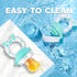 Baby Fruit Food Feeder Pacifier, 6 Pcs Silicone Teething Toy for 3-24 Months, Blue & Gray Piggy Handle