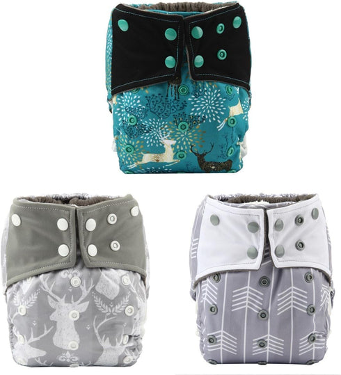 Sigzagor 3 AIll in One Cloth Diapers Nappies for Night AIO Sewn in