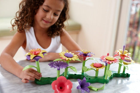 Green Toys Build-a-Bouquet, 44 Piece Pretend Play, Motor Skills Building and Stacking Kids Toy Set, Made in USA