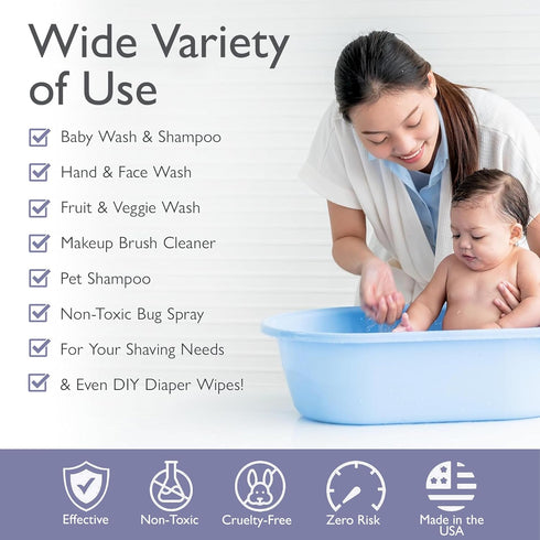 2-in-1 6oz (Pack 2) SoCal Suds & Company Organic Foaming Baby Shampoo & Body Wash - Castile Soap - Gentle Body Soap