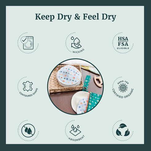 Washable Reusable Nursing Pads - Organic Breast Pads with Laundry Bag & Waterproof Bag