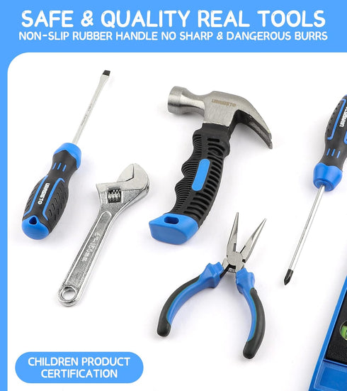 18-Piece Set 8+ URASISTO Kids Tool with Tool Storage Bag, Junior Real Hand Tool Kit for Boys & Girls, Children Learning