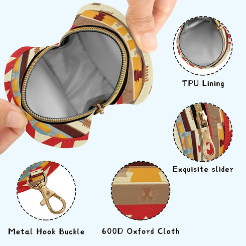Boho Tribal Aztec Round Pacifier Storage Case with Zipper, Portable Pacifier Case for Travel, Diaper Bag & Purse