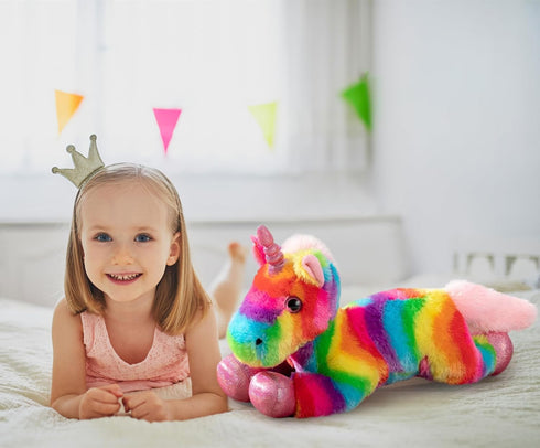 16 Inch HollyHOME Plush Unicorn Stuffed Animals Rainbow Unicorn Toy Holiday Birthday Gift for Girls