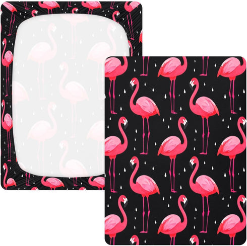 Bseiialft 52 28 Flamingos Black Crib Sheets for Boys Girls Soft and Breathable Cotton Baby Sheets for Standard Crib