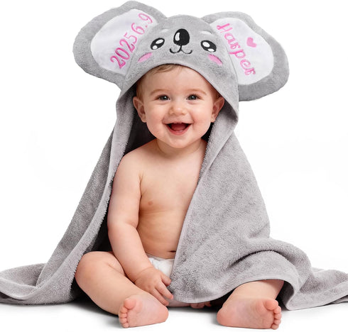 MYPHNEX Personalized Baby Towels with Hood, Bunny Bath Towels for Girls Boys, Super