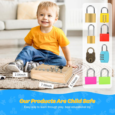 Montessori Toys for 3-5 Year Olds, Screwdriver Board Set with Locks and Keys, Educational Fine Motor Skills Toy