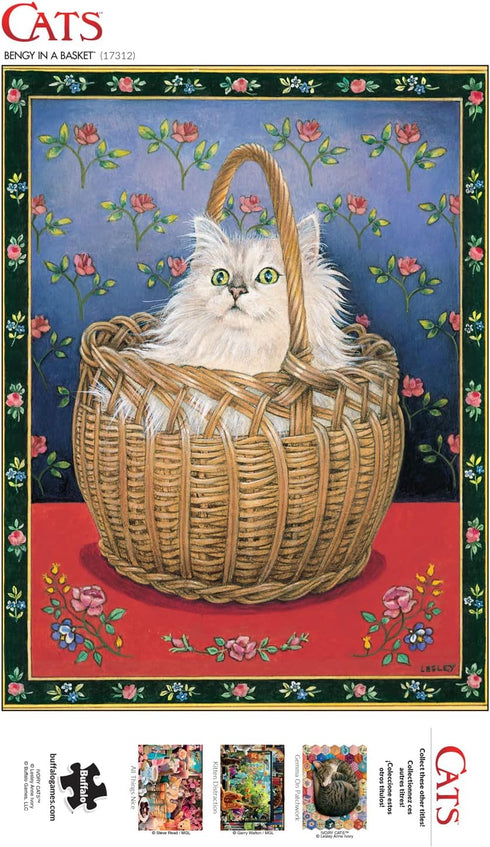 Buffalo Games - Ivory Cats - Bengy in a Basket - 750 Piece Jigsaw Puzzle for Adults - Finished Size 24.00 x 18.00