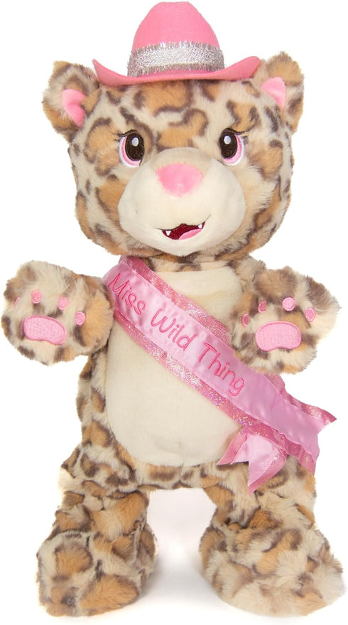Cuddle Barn - Girl's Night Gina, 14 Inches Animated Musical Singing Dancing Party Leopard Plush Toy