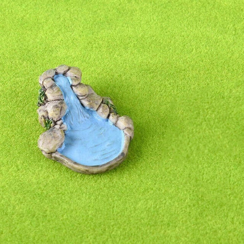 Blue DIY Miniature Water Pool Fairy Garden Lawn Ornament, Outdoor Statues for Dollhouse Decor Craft