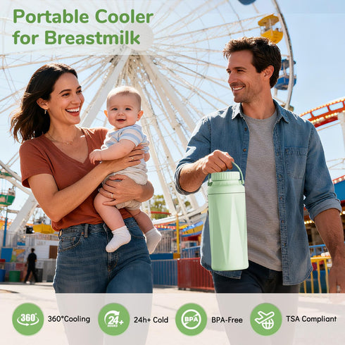22oz 24+ 2pcs Portable Breast Milk Cooler Bottle-Milk Cooler for Outdoor Travel, Keeps Fresh Cooling