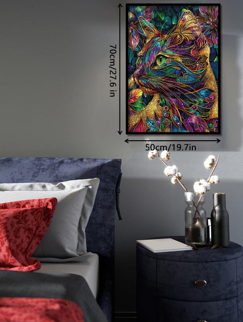 Colorful Cats Painting Puzzle 1000 Pieces, Vibrant Animal Art Jigsaw Puzzle for Adults