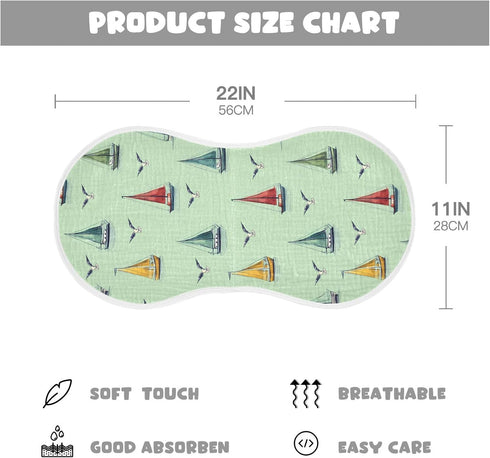 Sailboat 22"x11",1 Pack ALAZA Muslin Burp Cloths Ocean Beach Cotton Burping Cloth for Baby Boys Girls Soft Absorbent