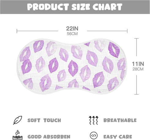 decor gift 4 Pack 22x11in Cotton Newborns Burp Cloths Soft Touch Lilac Kisses Light Purple Lipstick Baby Rags