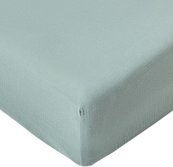 Muslin Crib Sheets for Baby Boys Girls, Neutral Fitted Mattress Sheet for Standard Crib Toddler 28” x 52” (Sage Green)