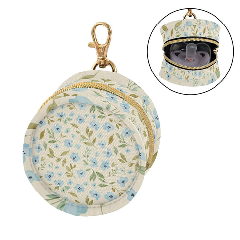 PYBUG Wildflowers Round Pacifier Storage Case, Polyester & TPU Lined with Hook Buckle, Pacifier Container Box for Baby