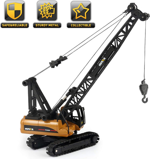 duturpo 1/50 Scale Metal Diecast Crane Truck Toy, Metal Construction Vehicles Model for Boys, Crane Machine Toy