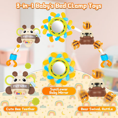Baby Activity Stroller Arch Toys,Car Seat Toys for Adjustable Bouncer Arch Crib Bassinet Hanging Toys Mobile Clip on