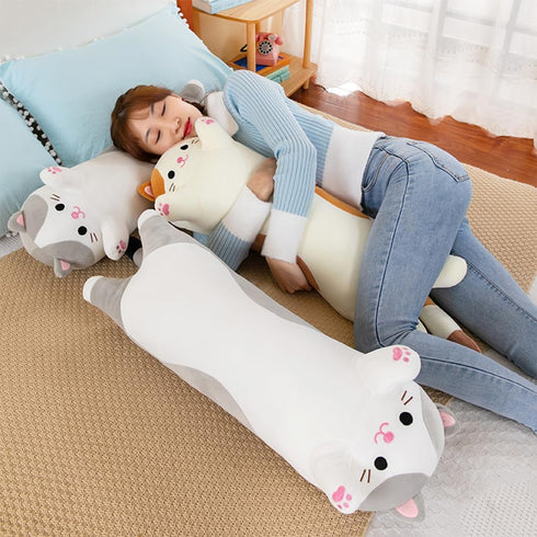 27inch) Cat Plush Stuffed Animals Cute Long Cat Body Pillow Plushies Soft Huggable Kitty Pillows for Girls Kids Adults