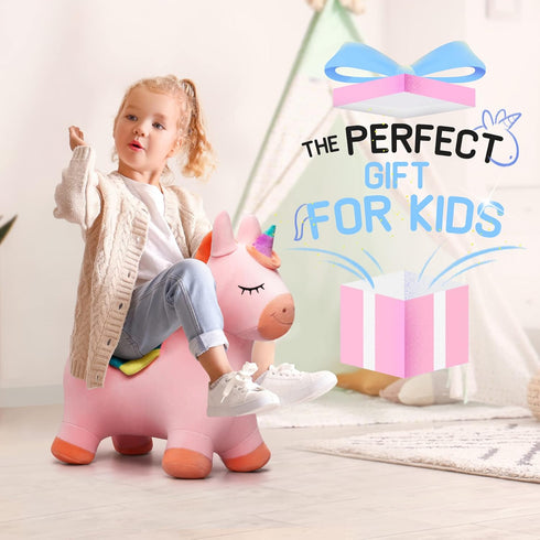 18 2 3 4 5 6 Bouncy Horse Unicorn Toys, Inflatable Bouncing Animal Hopping Toys, Outdoor Indoor Ride on Bouncer, Boys