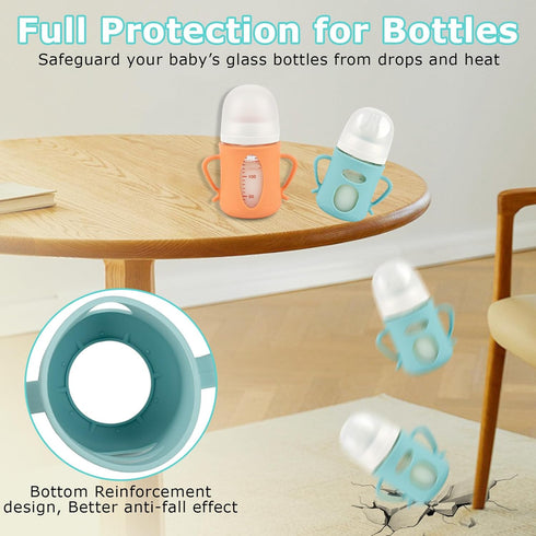 5.4oz,Anti 2 Pack Silicone Sleeves for Pigeon Baby Bottles Breakage Glass Baby Bottle Holder with Handles