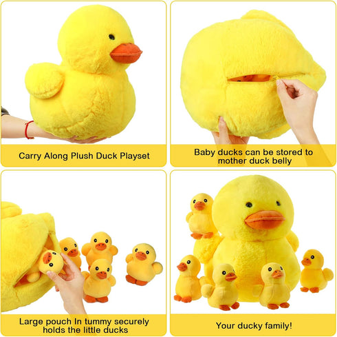 6 Set, 5 Kasyat Pcs Yellow Duck Stuffed Animal Play Mother with Little Duck Plush, Stuffed Animals Plushie Soft