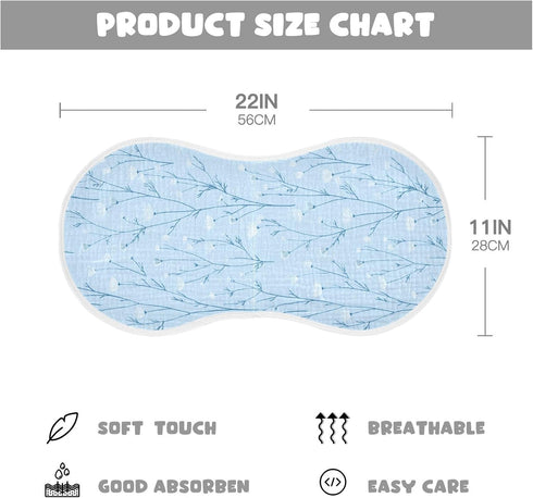 decor gift 4 Pack 22x11in Cotton Burp Cloths Muslin Easy Care Wildflower Pastel Blue Baby spit up Rags for Babies boy