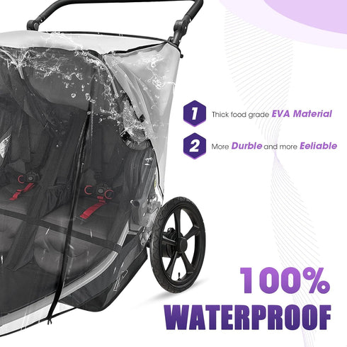Salcod Stroller Rain Cover Compatible with BOB Gear Duallie Strollers, Weatherproof, Protect from Rain Sun Dust(Jogger