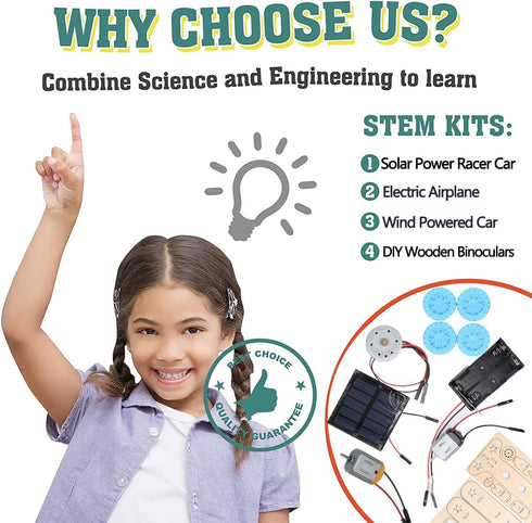 Science Kits for Kids Age 8-14 - DIY STEM Kits, Solar Power & Electric Engineering - Perfect Gift for Ages 8-13