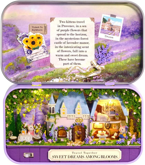 Spilay Dollhouse Miniature Kit with Furniture - DIY Iron Box Theater, 1:24 Scale, Best Birthday Gift for Adults