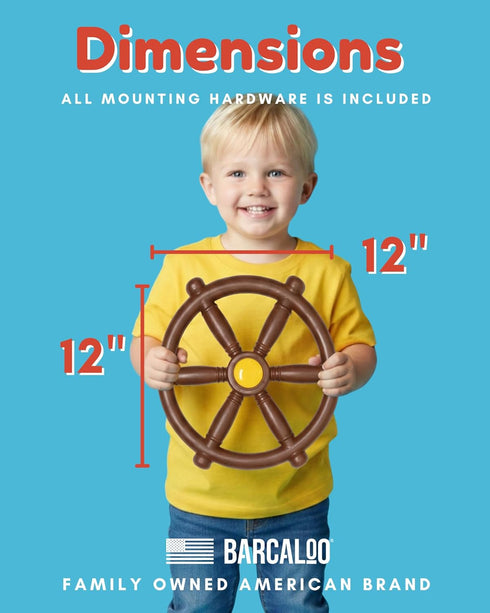 Set Set Barcaloo Kids Playground Pirate Ship Wheel Brown, Jungle Gym Steering Wheel Swing Accessories, Attachment