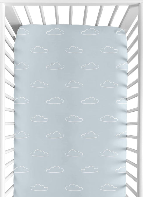 Sweet Jojo Designs Fitted Baby Crib Sheets (Clouds Print) for Boys, Infant