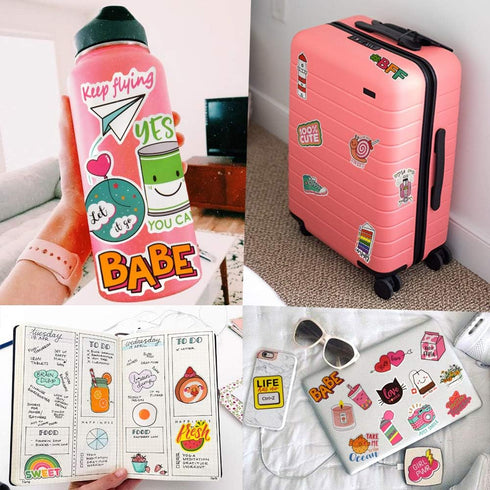 QTL Cute Stickers for Girls, VSCO Stickers for Hydroflask, Laptop, Kids Teens Girls, Waterproof Vinyl Packs 50Pcs