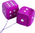 Funny Party Hats Purple Fuzzy Dice, Hanging Car Mirror Dice, 50's Retro