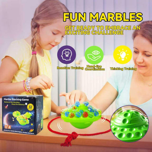 A V 60 14 8+ Marble Balance Board Game Colorful Glass Marbles with Storage Base | Exciting Family & Party Board Game