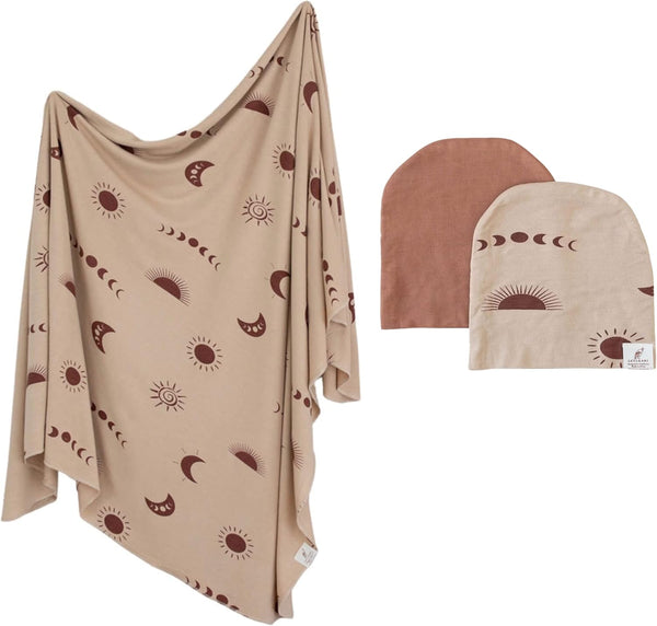 Leyl&Ari Stretchy Swaddle Blanket Hat Set | Receiving Blankets for Newborn Babies