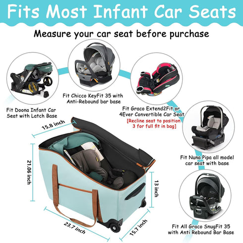 SCTEL Car Seat Travel Bag for Airplane Compatible with Most Infant Car Seats, Padded Car Seat Cover Bag, Carseat Gate